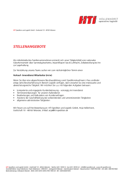 STELLENANGEBOTE - HTI Spedition & Logistik GmbH