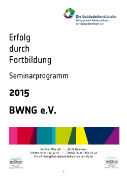 Seminarprogramm des BWNG für 2015