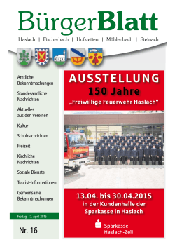 Bürgerblatt Nr. 16 vom Freitag, 17. April 2015