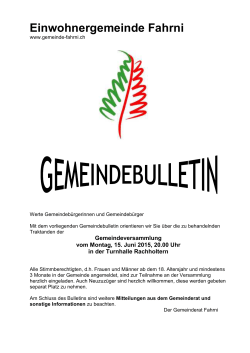 Gemeinde Info-Bulletin