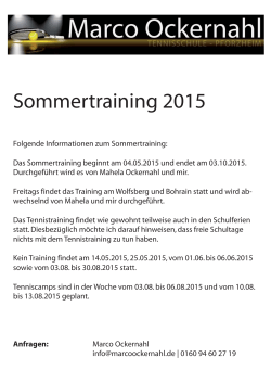 Sommertraining 2015