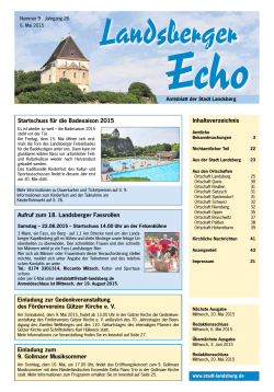 Inhaltsverzeichnis Startschuss für die Badesaison 2015