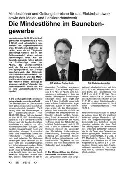 Mindestlöhne und Geltungsbereiche für das Elektrohandwerk sowie