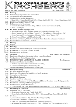 Vorherige Woche der Pfarren Kirchberg und Feistritz (ab 30.05)