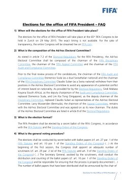 Elections for the office of FIFA President – FAQ