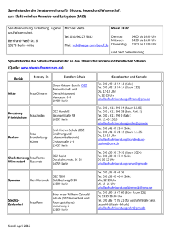 Stand: April 2015 Sprechstunden der