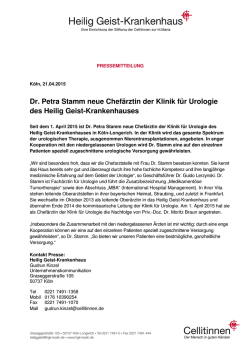 Dr. Petra Stamm neue Chef&auml;rztin der Klinik f&uuml;r Urologie des Heilig