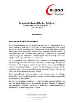 Zur Resolution - Gewerkschaftsbund des Kantons Solothurn