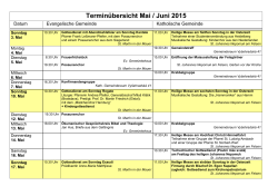 Terminübersicht Mai und Juni 2015 Kalender