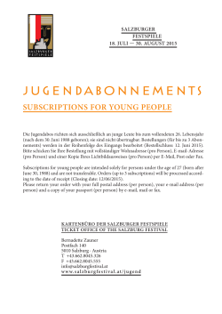 Jugendabonnements - Salzburger Festspiele