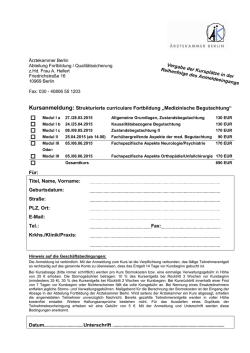 Strukturierte curriculare Fortbildung „Medizinische Begutachtung“