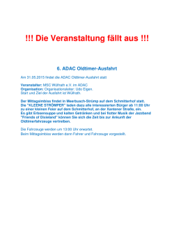 Die Veranstaltung f&auml;llt aus !!! 6. ADAC Oldtimer