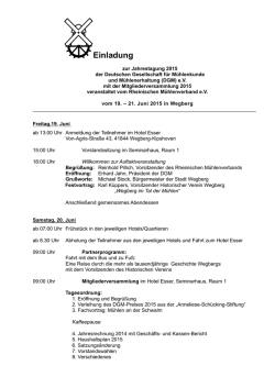 Einladung zur Jahreshauptversammlung 2015