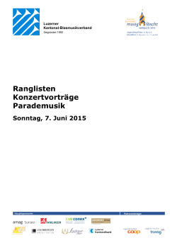 Ranglisten - Luzerner Kantonales Musikfest Sempach 2015