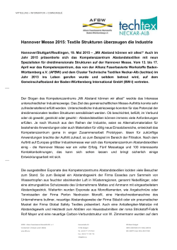 PM_HannoverMesse2015 - Cluster Technische Textilien Neckar