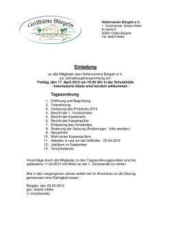 Einladung Jahreshauptversammlung 2015