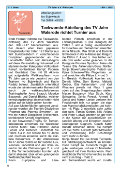 Taekwondo-Abteilung des TV Jahn Walsrode richtet Turnier aus