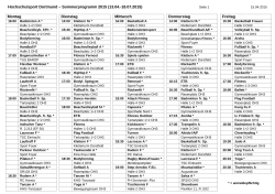 Wochenplaner Sommersemester 2015