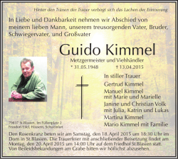 Guido Kimmel - Traueranzeigen