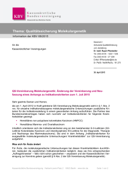 KBV-Information 68/2015: "QS-Vereinbarung Molekulargenetik
