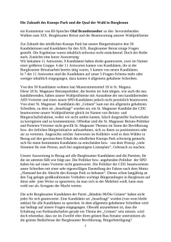 Die Zukunft des Knoops Park und die Qual der Wahl in Burglesum