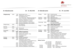 31. Mai 2015 23. Kalenderwoche 01. - 07. Juni 2015