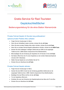 Gratis-Service f&uuml;r Rad-Touristen Gep&auml;ckschlie&szlig;f&auml;cher