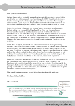 Bewerbung-Muster.eu Bewerbungsmuster Tanzlehrer/in