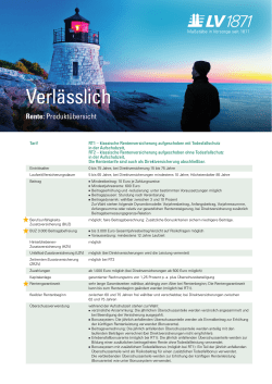 Produktübersicht Rente - Lebensversicherung von 1871 a.G.