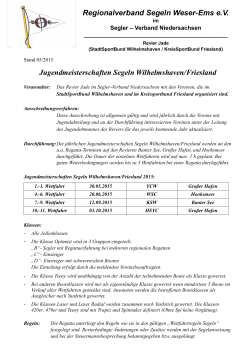 Jugendmeisterschaften 2015 - Jugendsegeln in Wilhelmshaven