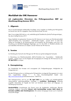 Merkblatt der IHK Hannover