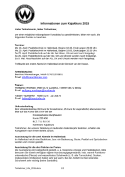Informationen zum Kajakkurs 2015