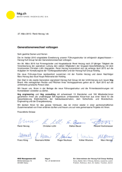 Generationenwechsel am 06.03.2015 erfolgreich vollzogen