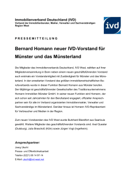 Bernard Homann neuer IVD-Vorstand für Münster und das