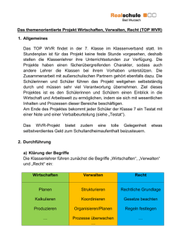 Grunds&auml;tze zur Durchf&uuml;hrung des WVR-Projektes