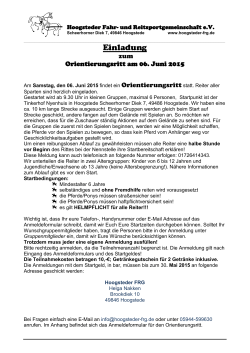 Einladung Reiterrallye 6. Juni 2015 - Hoogsteder Fahr