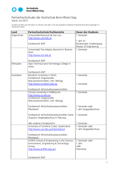 Partnerhochschulen der H-BRS(DE) - Hochschule Bonn-Rhein-Sieg