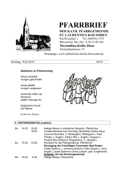 PFARRBRIEF März 2015 - Katholische Pfarrgemeinde St