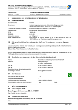 Sicherheitsdatenblatt kohlensaurer Magnesiumkalk