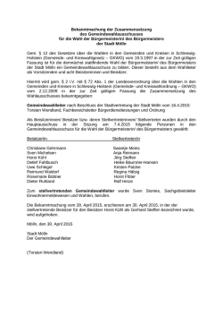 Bekanntmachung der Zusammensetzung des