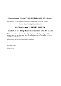 für Montag, den 27.04.2015, 18.00 Uhr herzlich in das Bürgerhaus