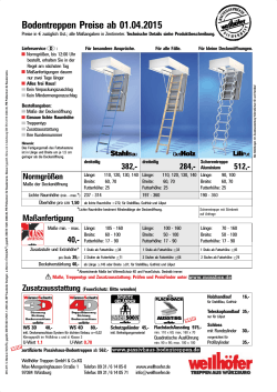 Preisliste Bodentreppe und Kniestocktüren. Stand: 01.04.2015