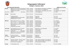 Belegungsplan Hallensport Frühjahr / Sommer 2015