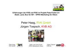 Erfahrungen der KVB und RVK im Projekt PatenTicket 2.0