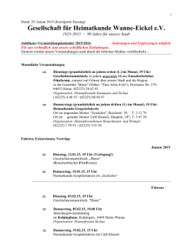 Jahresplan 2015 - Gesellschaft f&uuml;r Heimatkunde Wanne