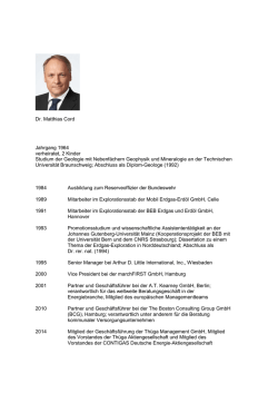 Dr. Matthias Cord Jahrgang 1964 verheiratet, 2 Kinder Studium der