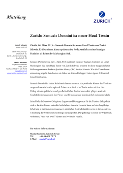 Zurich: Samuele Donnini ist neuer Head Tessin