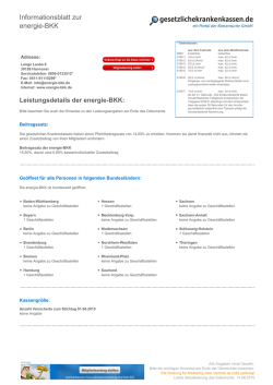 Informationsblatt zur energie-BKK - Krankenkassen