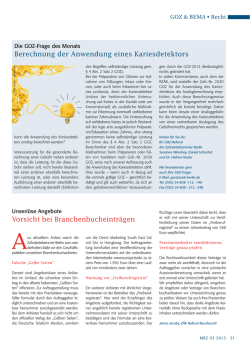 Berechnung der Anwendung eines Kariesdetektors Vorsicht bei