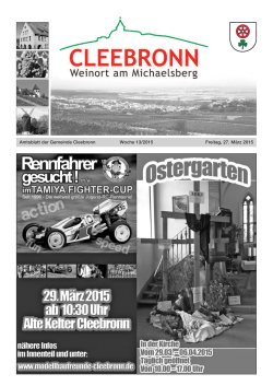 Amtsblatt der Gemeinde Cleebronn Woche 13/2015 Freitag, 27
